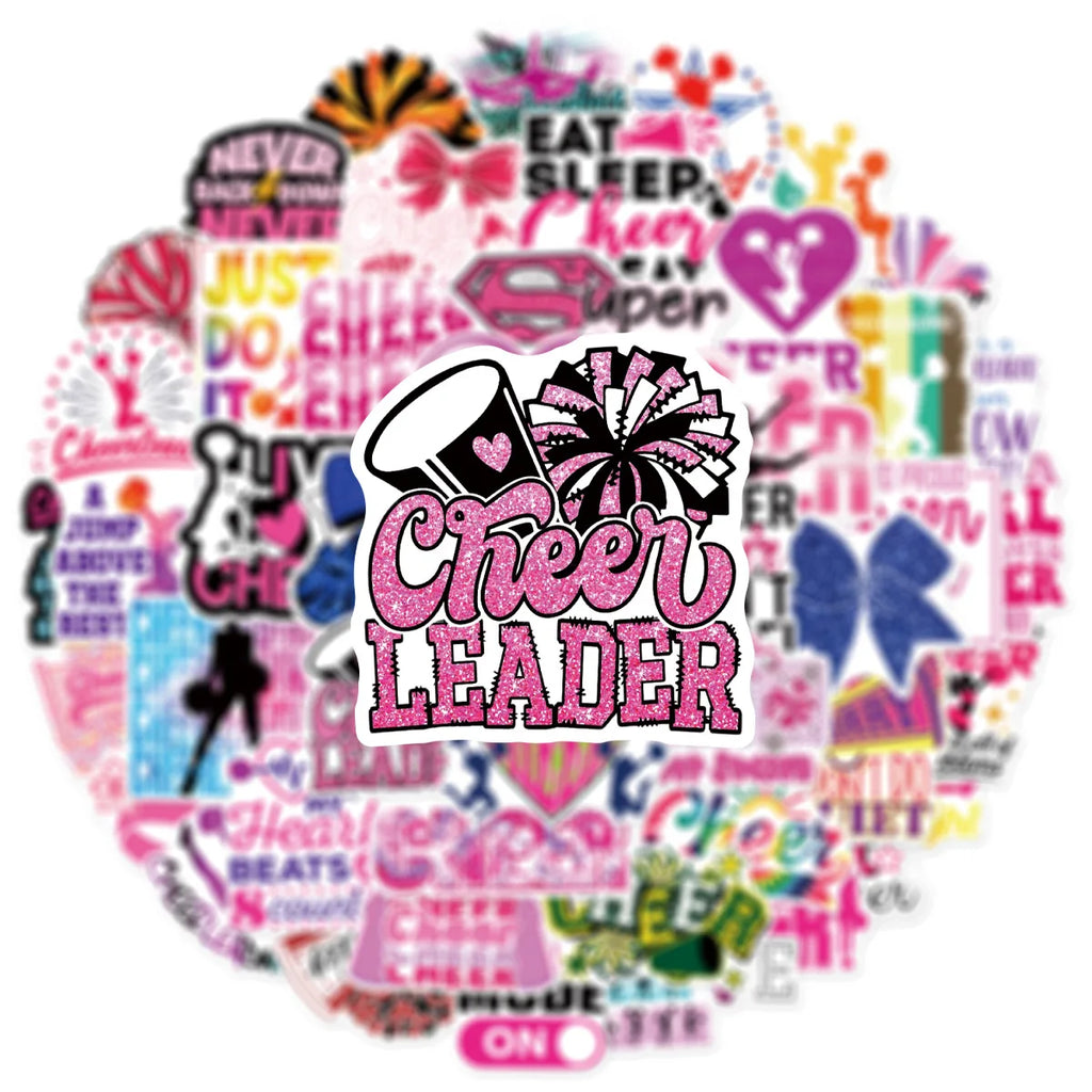 50/100 Pcs Red Cartoon Cheerleader Doodle Stickers for Car Suitcase Cup Scooter Helmet Stationery Box Decals