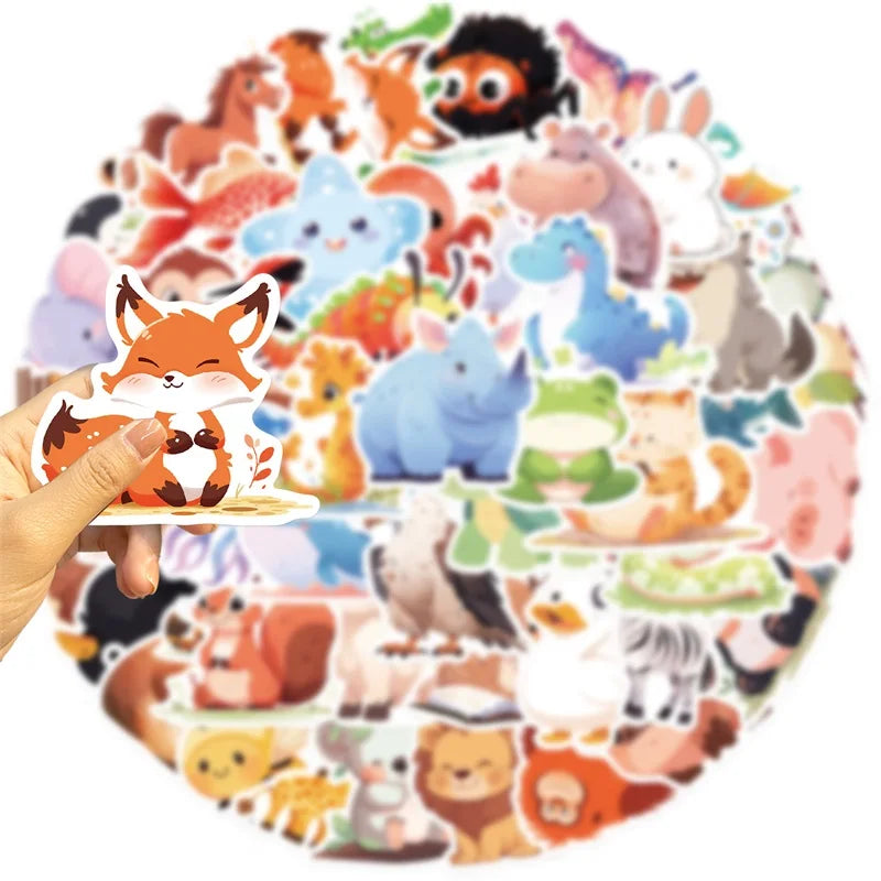 10/30/50PCS Cartoon Smile Animal PVC Sticker Aesthetic Decoration Scrapbooking Korean Stationery School Supplies for Kids