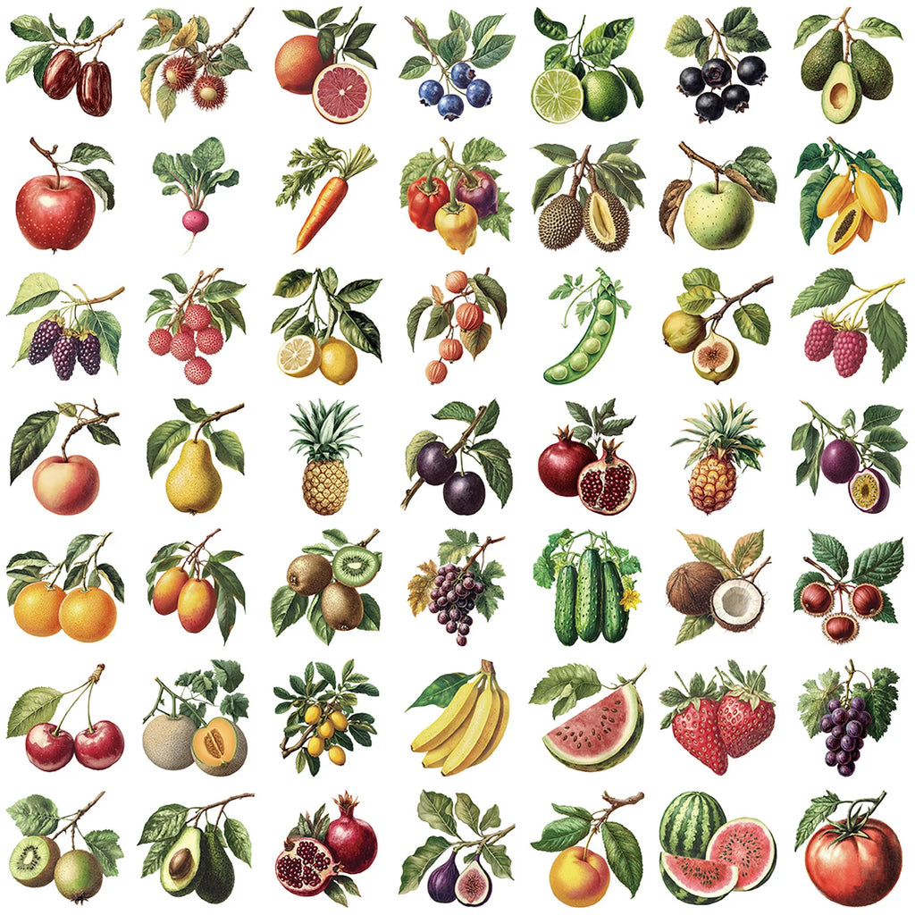 50pcs Fruit Stickers Blueberry Transparent PET Stickers DIY For Scrapbook, Journaling, Laptop, Bumper, Skateboard, Water Bottles