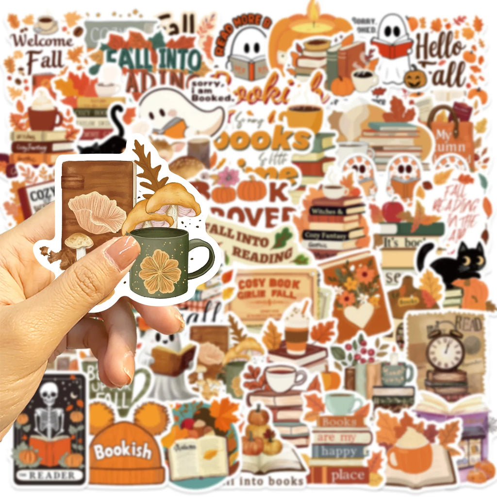50/100PCS Cartoon Autumn Season Bookworm Graffiti Stickers Decoration Guitar Notebook Luggage DIY Cross border Waterproof