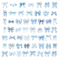 50/100PCS Cartoon Blue Bow Stickers Decorative Stationery Box Waterproof Stickers
