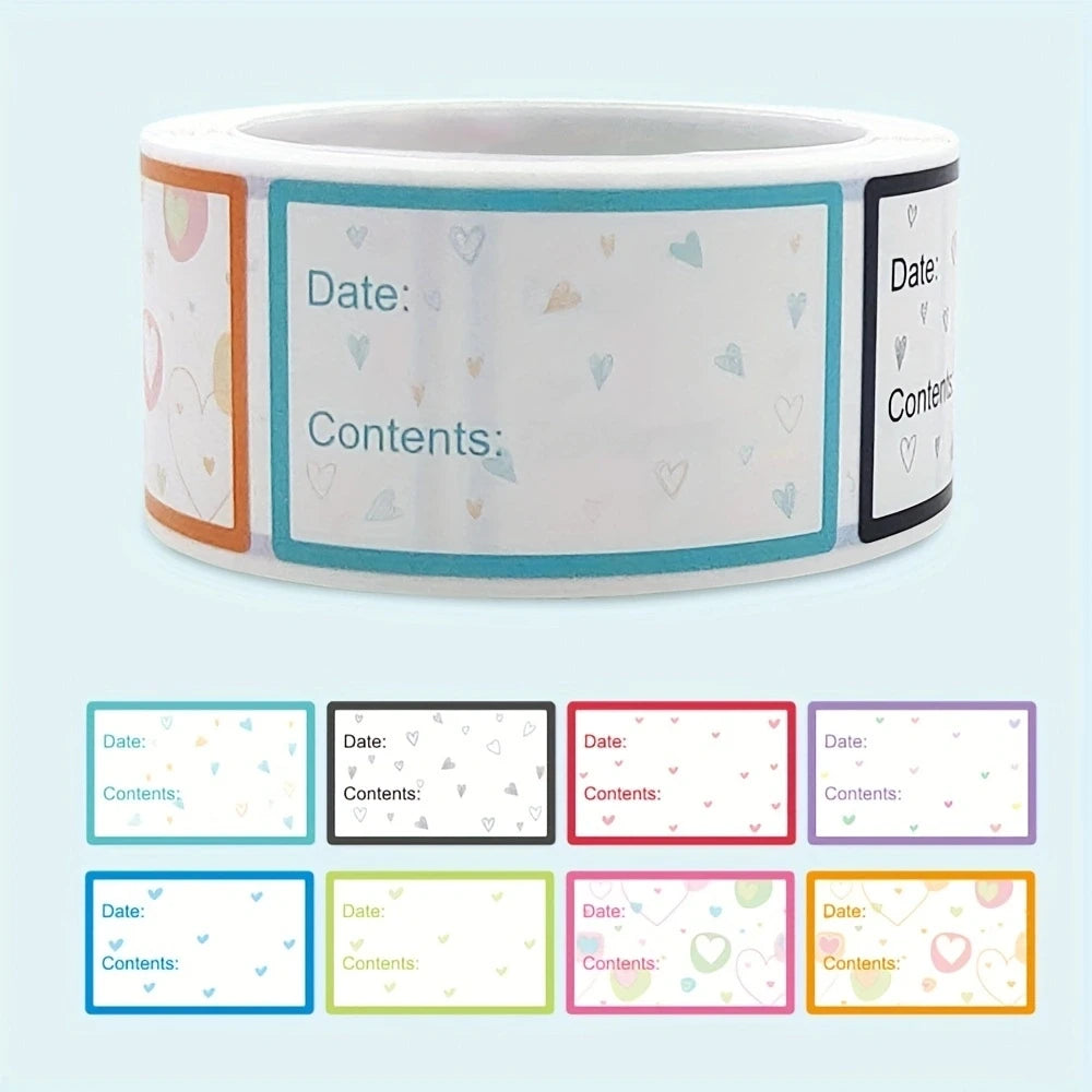200Pcs/Roll Fridge&Freezer Safe Date/Content Food Catalog Sticker 1.0*1.57inch Kitchen Refrigerator Reminder Food Storage Labels