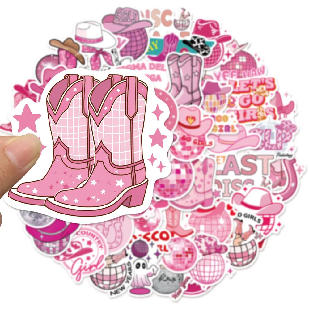 50PCS Disco Cowgirl Creative Decorative Stickers Phone Cases Laptop Cups Speaker Toys Stickers