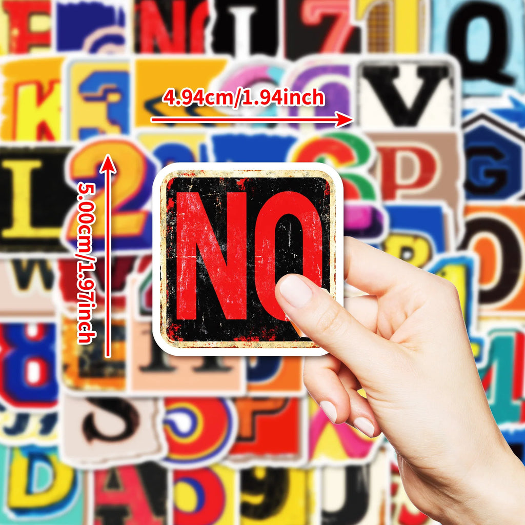 50/100PCS Retro English Alphabet Series Waterproof Decorative Stickers Creative Colorful Stationery Notebook Stickers