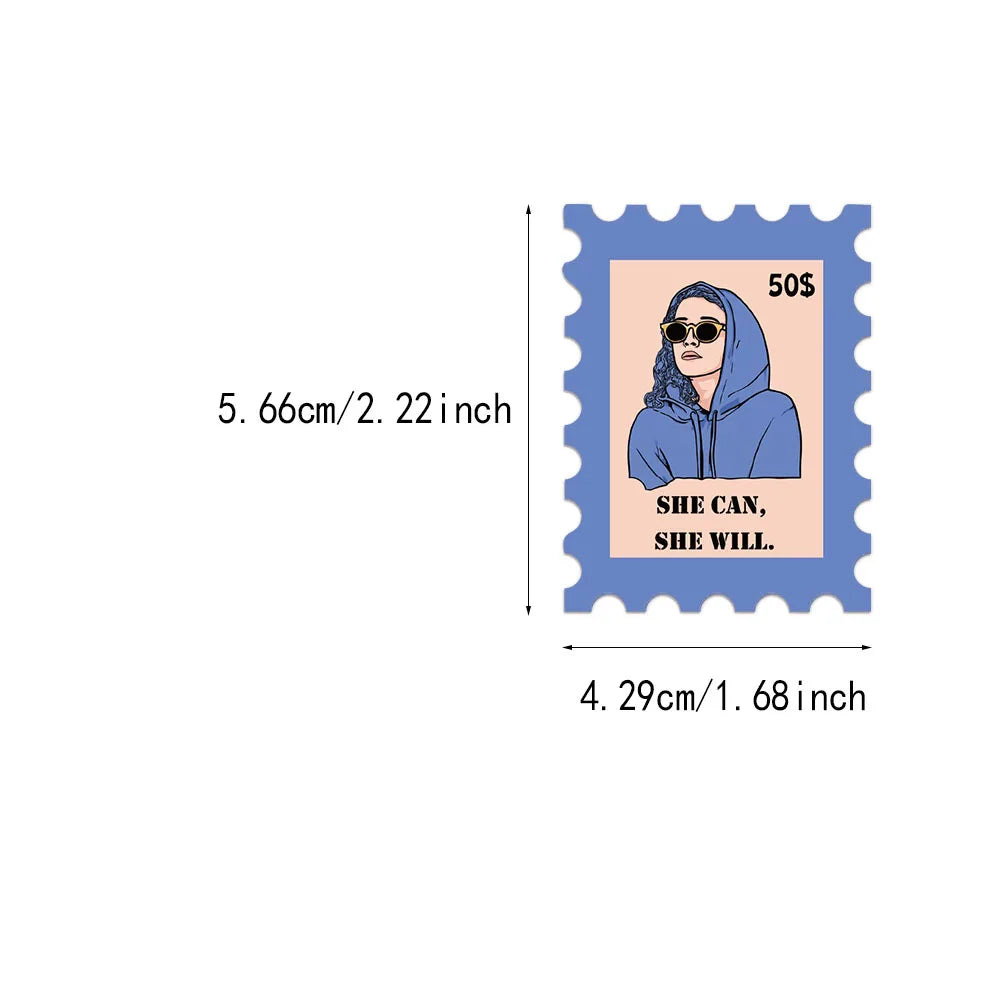 50PCS Feminist Stamp Stickers DIY Scrapbook Phone Case Laptop Tablet Decorative Toy Stickers