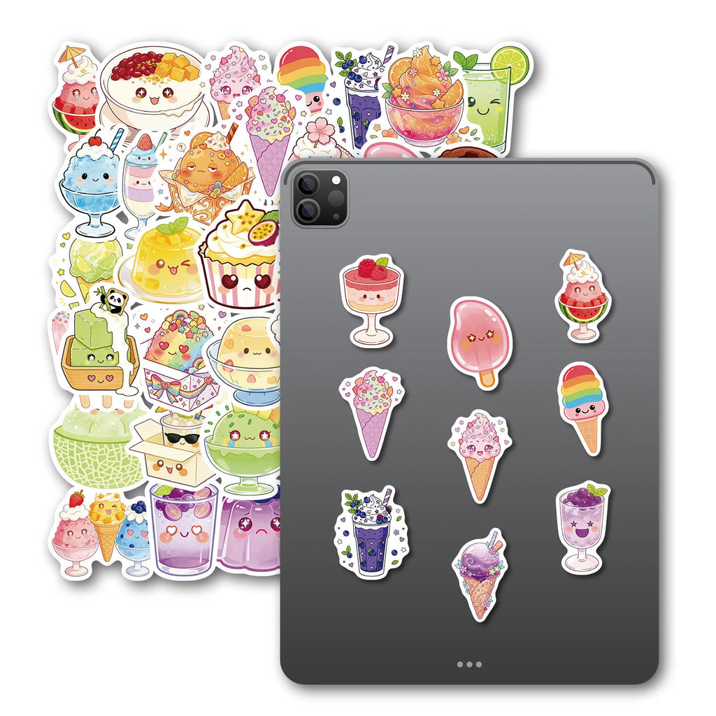 56-Pack Summer Dessert Cold Drink Cake Food Stickers Set Notebook Student Stationery Luggage Helmet Decoration Stickers