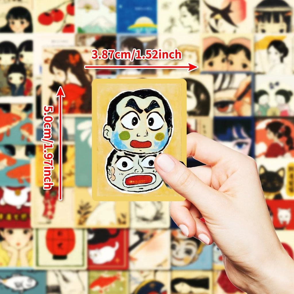 50PCS Japanese Retro Cartoon Anime Stationery Stickers Water Cup DIY Waterproof Decorative Stickers