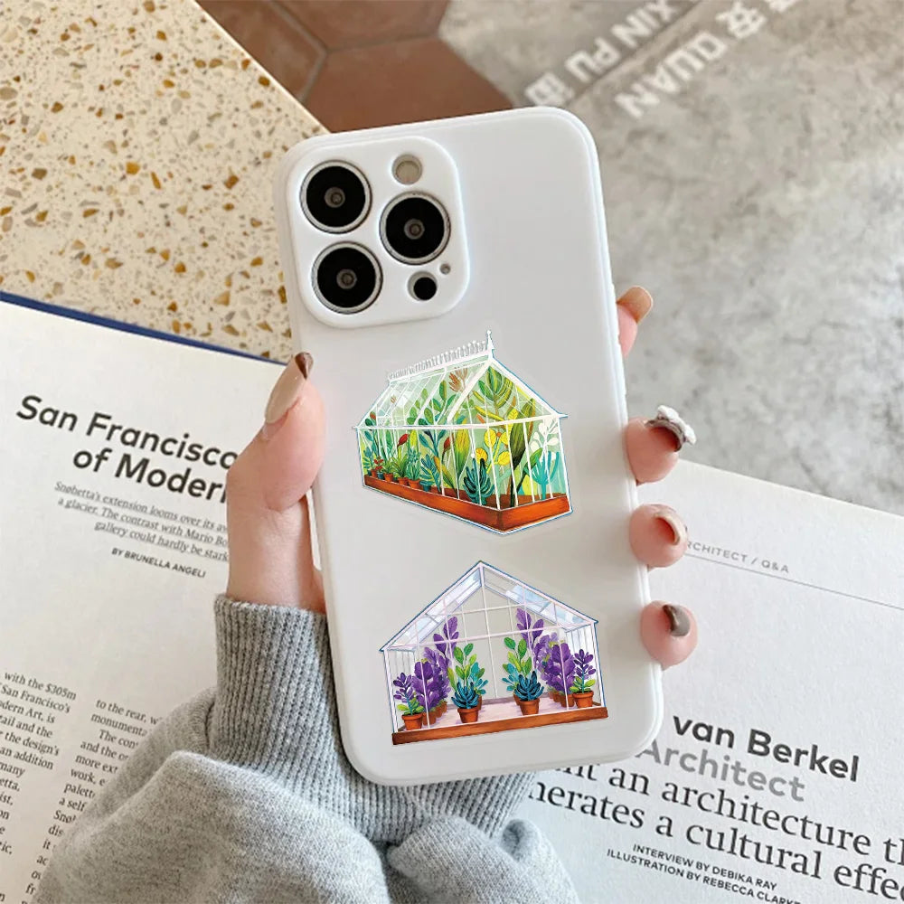 50PCS Creative Greenhouse Flower Decoration Stickers DIY Graffiti Skateboard Phone Case Tablet Electronic Stickers