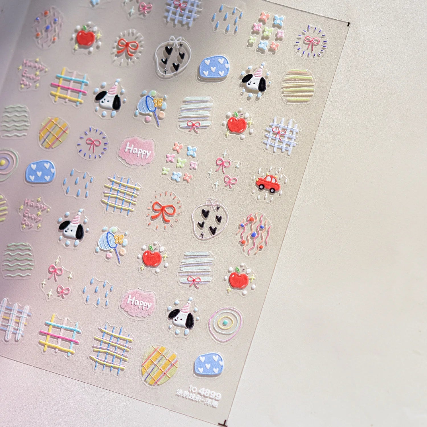 Cute Graffiti Lines Nail Art Stickers 5D Embossed Butterfly Rabbit Nail Art Accessory Stickers DIY Japanese Self Adhesive Decals