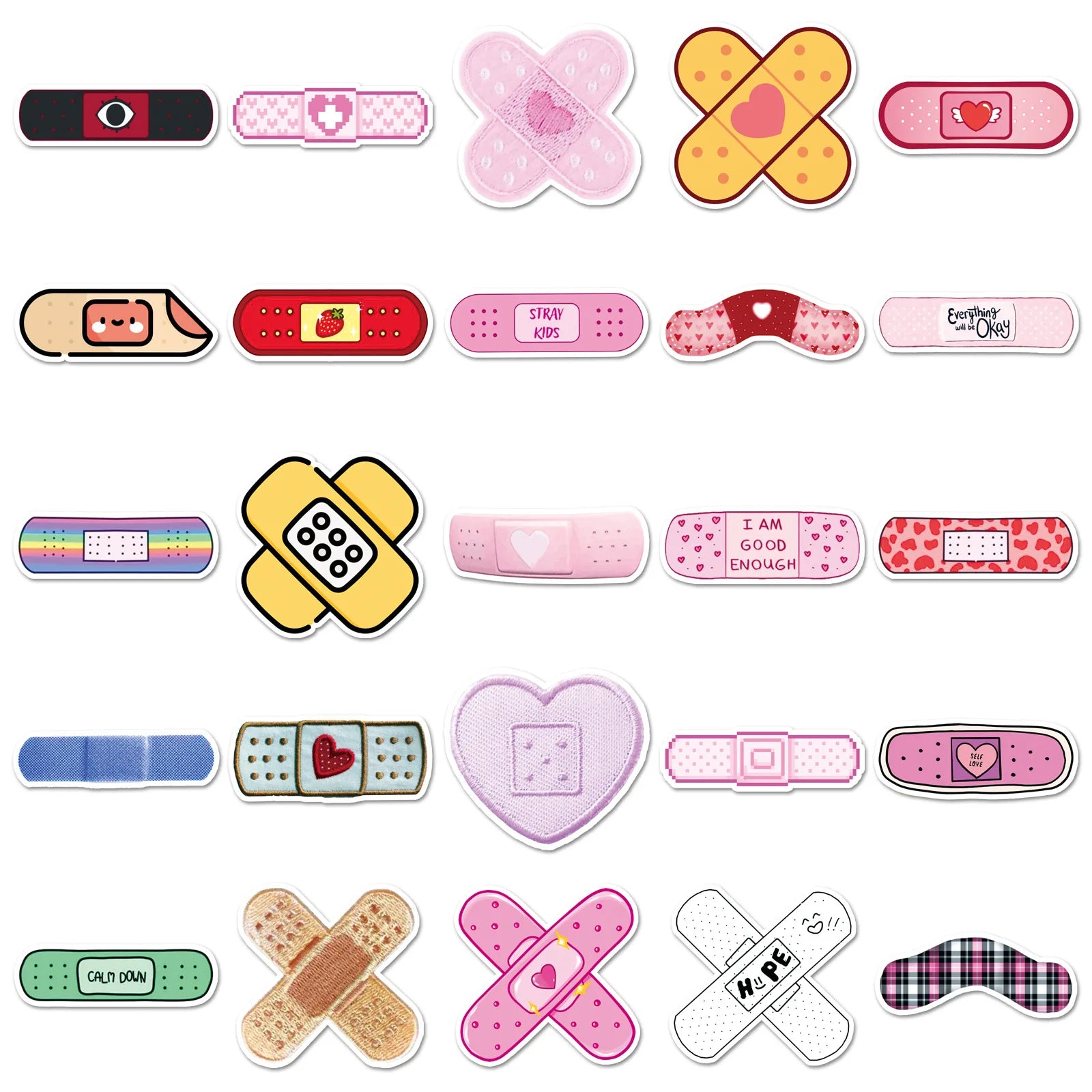 50/100PCS Cartoon Band Aid Cartoon Stickers Creative Cute Waterproof Decoration Laptop Phone Case Luggage Stickers