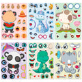 6/12 Pcs Large Cartoon Animal Make A Face Puzzle Relocatable Stickers DIY Game for Scrapbook Desk Stationery Box Helmet Phone