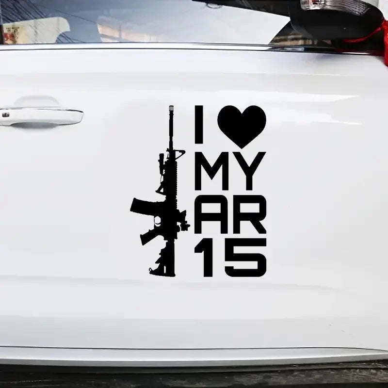 I Love My Ar-15 Gun Car Sticker For Laptop Bottle Truck Phone Vehicle Paint Window Wall Cup Fishing Boat Skateboard Decals Autom