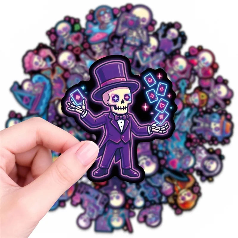 10/30/50PCS Neon Skeleton Love Sticky PVC Sticker Stationery DIY Colored Laptop Luggage Skateboard Decoration Scrapbooking