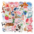 50PCS Watercolor Diary 2 Cartoon Ins Style DIY Stickers Sketchbook Phone Case Notebook Luggage Skateboard Waterproof Stickers