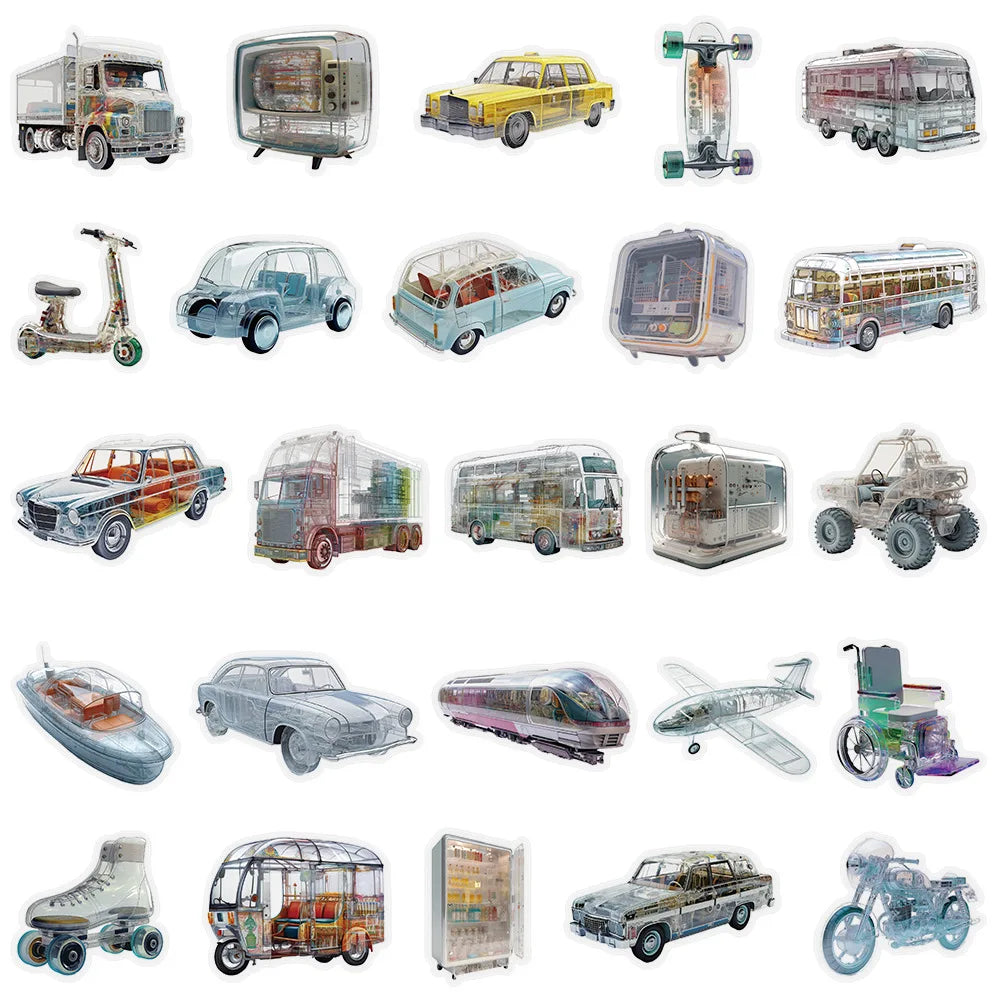50/100PCS Future Technology Machinery Stickers Luggage Computer Decoration Stickers Cartoon Graffiti Stationery Stickers