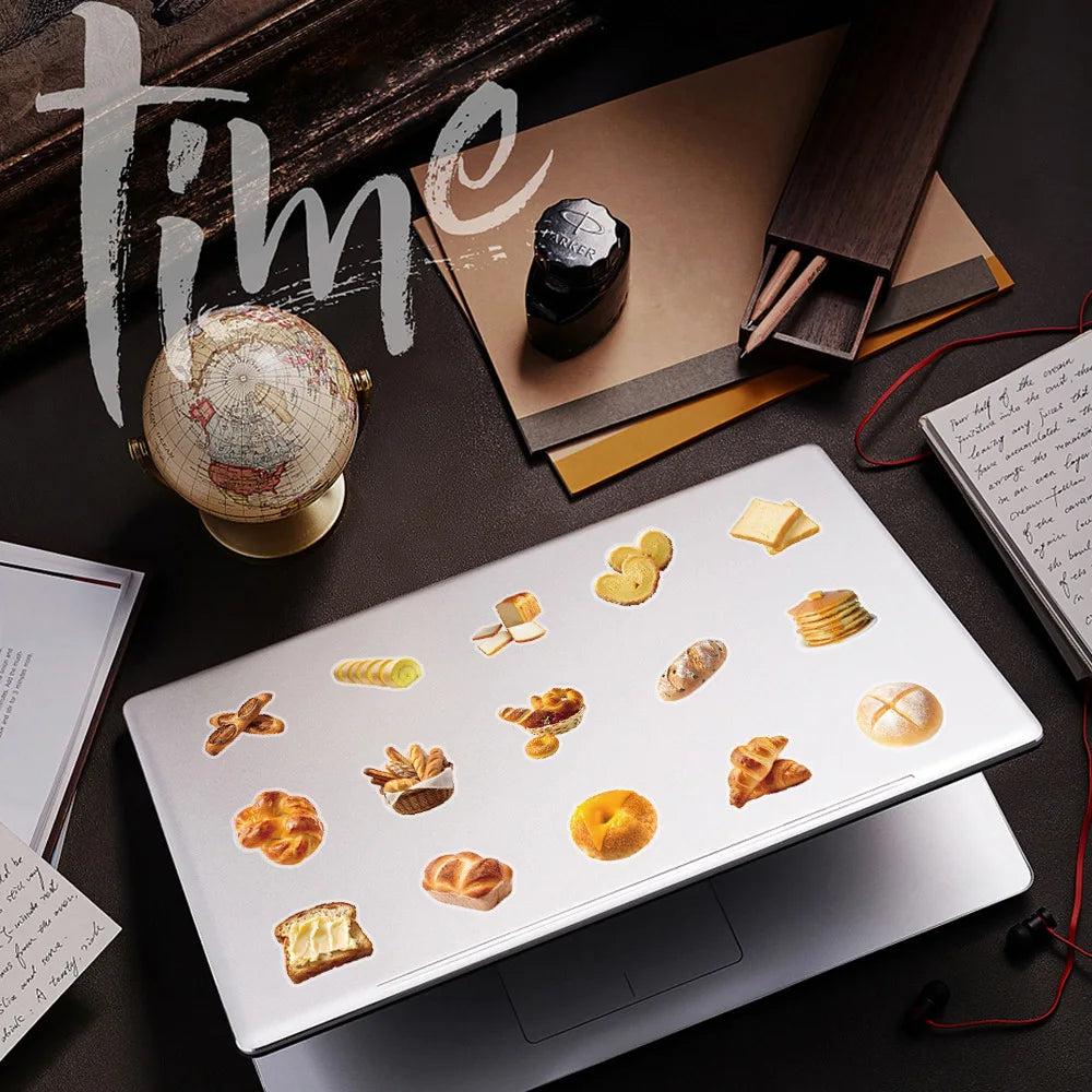 50/100 Pcs Cartoon Bread Series PET Clear Creative Waterproof Stickers for Fridge Cabinet Cup Stationery Box Suitcase Decals