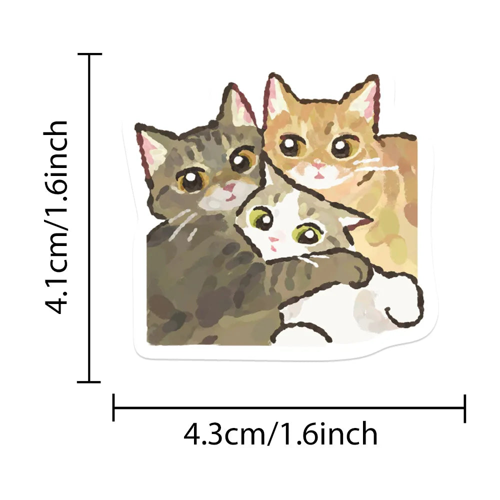 77Pcs Hand Drawn Cartoon Cat Cute Graffiti Sticker Helmet Luggage Computer Phone Skateboard Guitar Waterproof Sticker