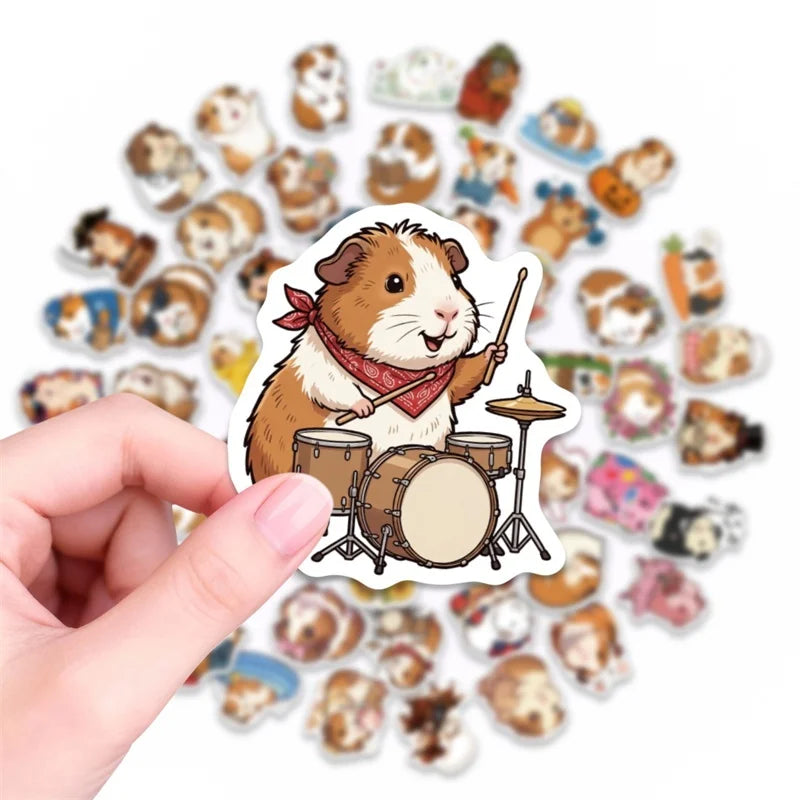 10/30/56PCS Cartoon Guinea Pig PVC Sticky Sticker Stationery DIY Children's Laptop Luggage Skateboard Decoration Scrapbooking