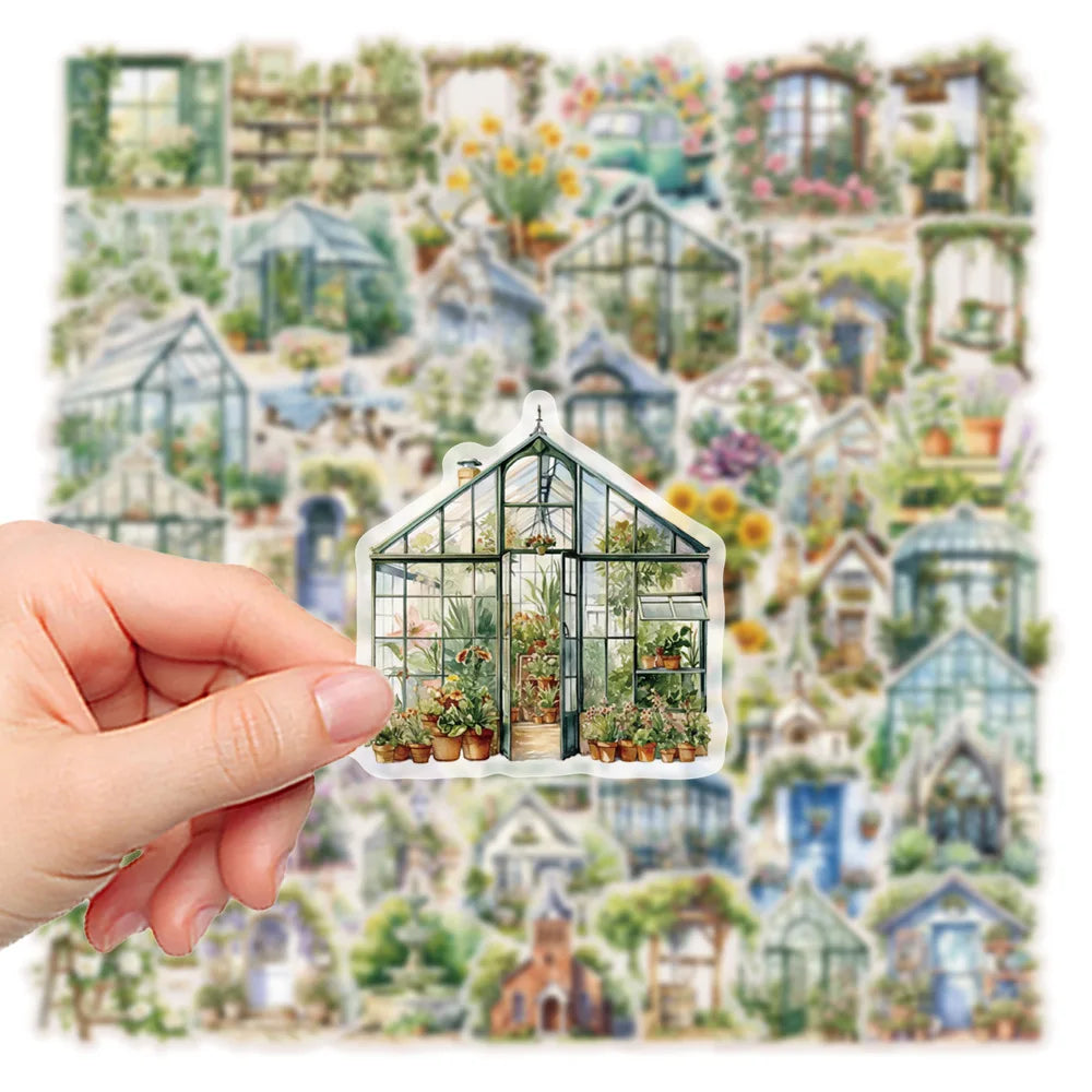50PCS Flower Field Cottage Cartoon Stickers DIY Scrapbooking Guitar Snowboard Motorcycle Luggage PET Sticker