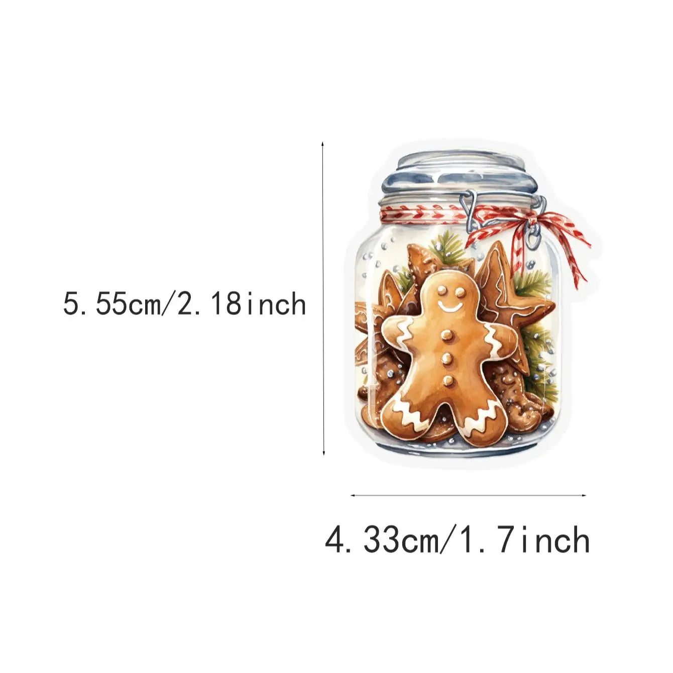 50PCS Transparent Cartoon Christmas Bottle Gift Decorative Stickers DIY Handmade Album Fixed Phone Laptop Sticker Toys