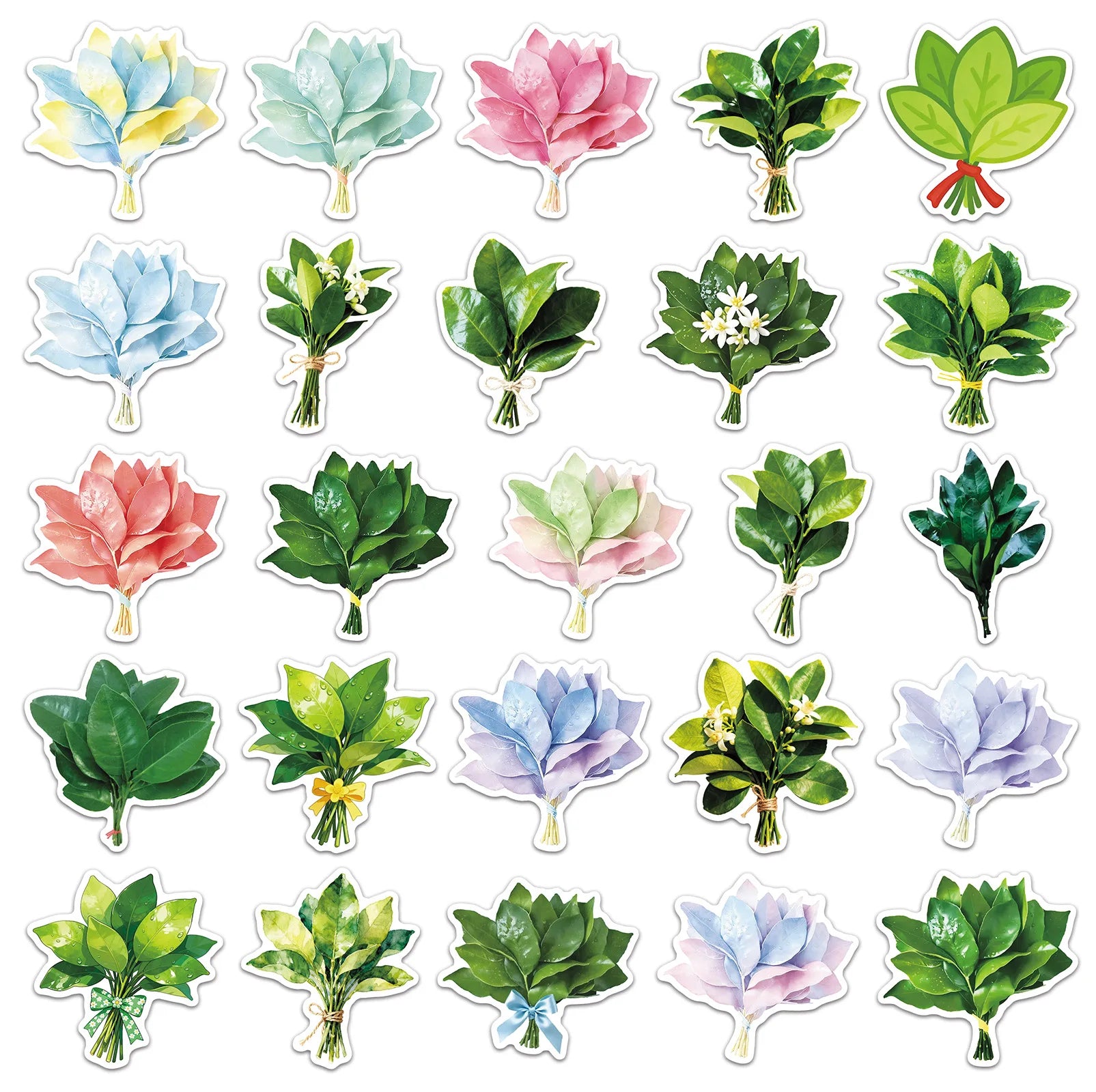 50/100PCS Blessing Grapefruit Leaf Stickers Cartoon Plant Leaves Waterproof Decoration Refrigerator Stationery Stickers