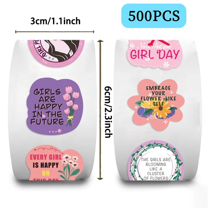 500PCS Kawaii Girl's Day Sticky Paper Sticker Labels Thank You Sticker Sealing DIY Decoration Scrapbooking Stationery Supplies