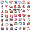 50/100PCS Christmas Fun Gift Decoration Party Stickers Guitar Notebook Luggage DIY Waterproof Stationery Stickers