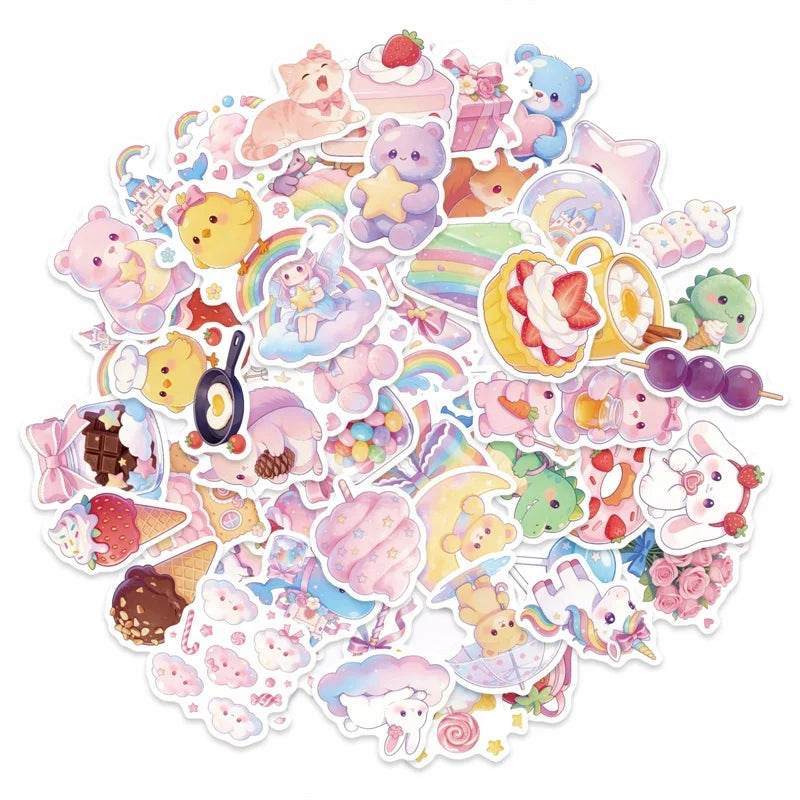 10/30/56PCS Abstract Lines Cat PVC Sticky Sticker Stationery DIY Children's Laptop Luggage Skateboard Decoration Scrapbooking