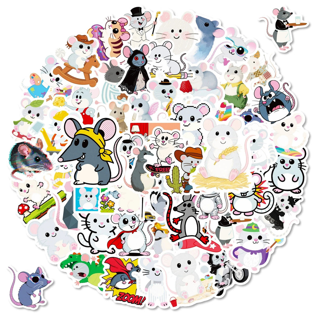 56PCS Cartoon Mouse Graffiti Stickers Creative Cute Decoration Stationery Cup Stickers