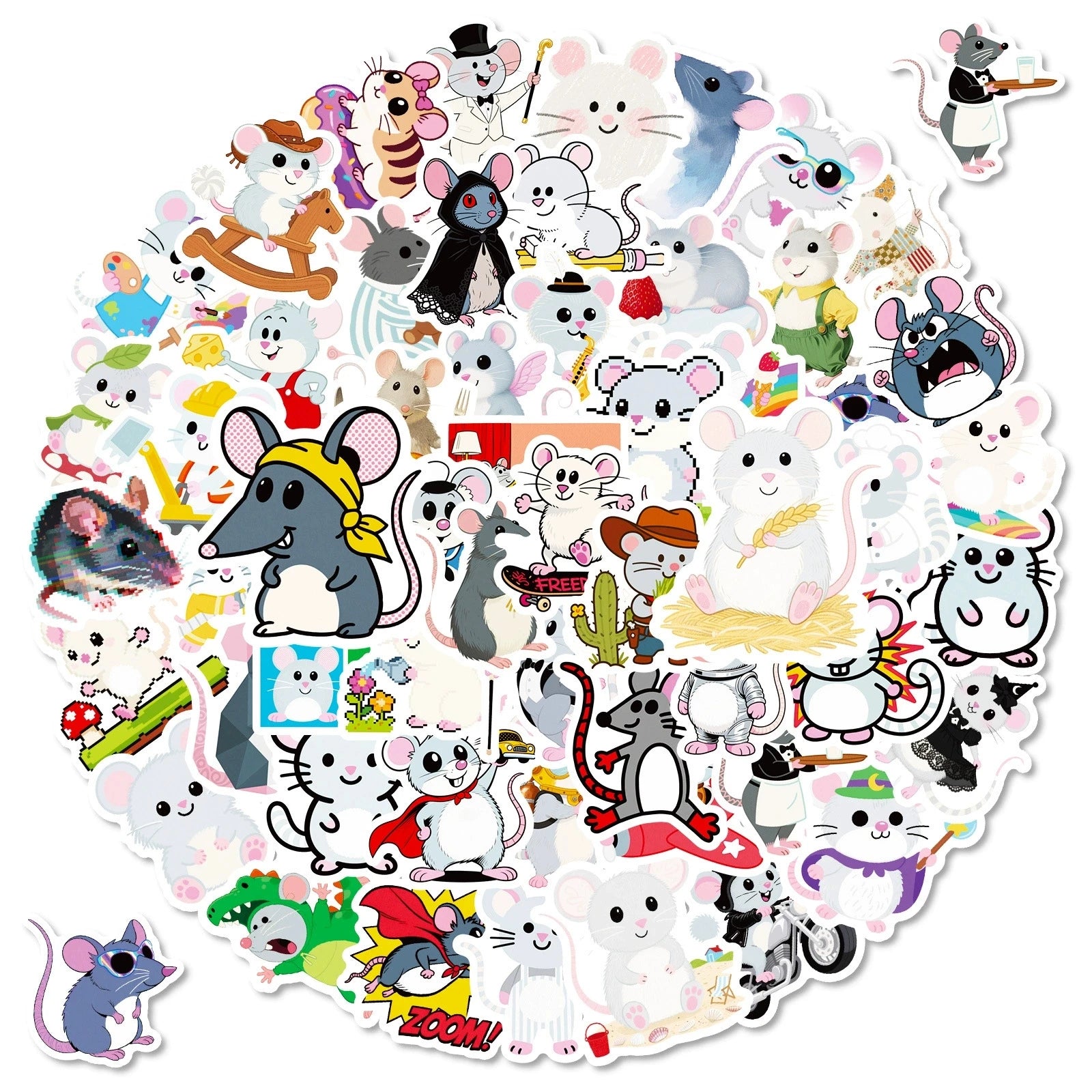 56PCS Cartoon Mouse Graffiti Stickers Creative Cute Decoration Stationery Cup Stickers