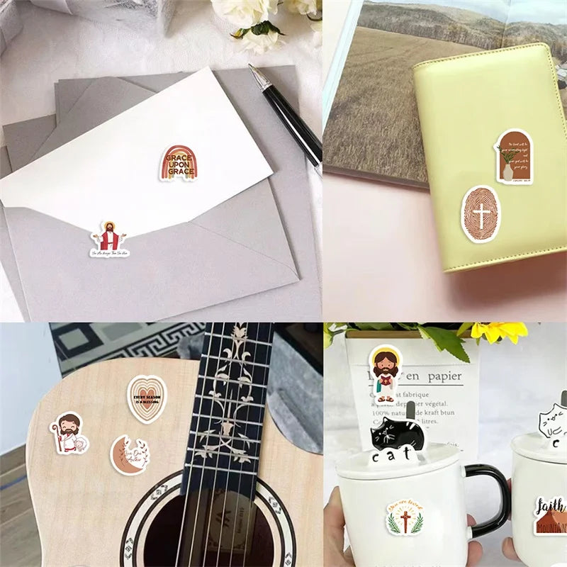 500PCS Kawaii Jesus Christ Sticky Paper Sticker Labels Thank You Sticker Sealing DIY Decoration Scrapbooking Supplies for Kids