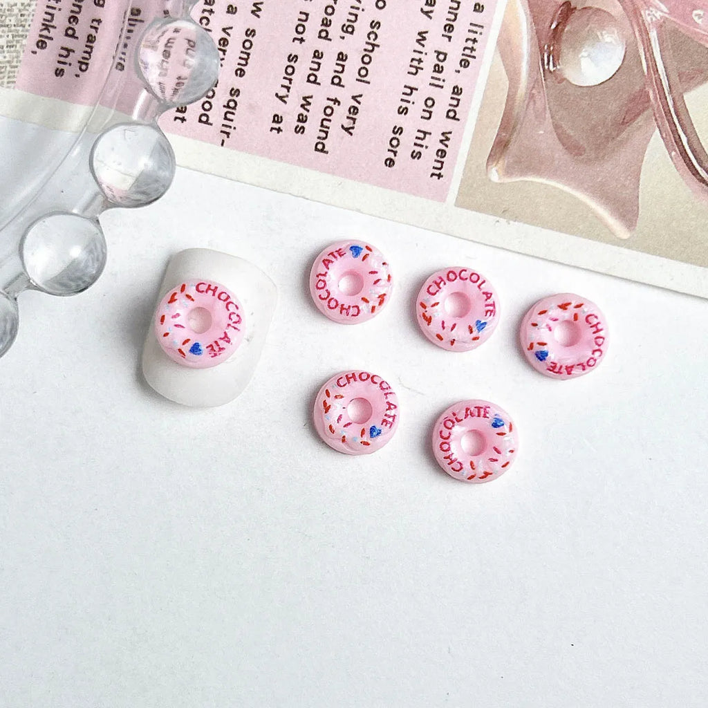 20PC Candy Nail Charms Lumious Cartoon Donut Nail ArtF Accessories Creative Simulated Painted Doughnut Nail Decorations Supplies
