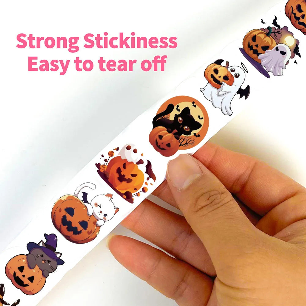 500PCS Halloween Roll Stickers Laptop Luggage Mobile Personalized Colorful Skateboard Living Room Harajuku Decoration Sticker