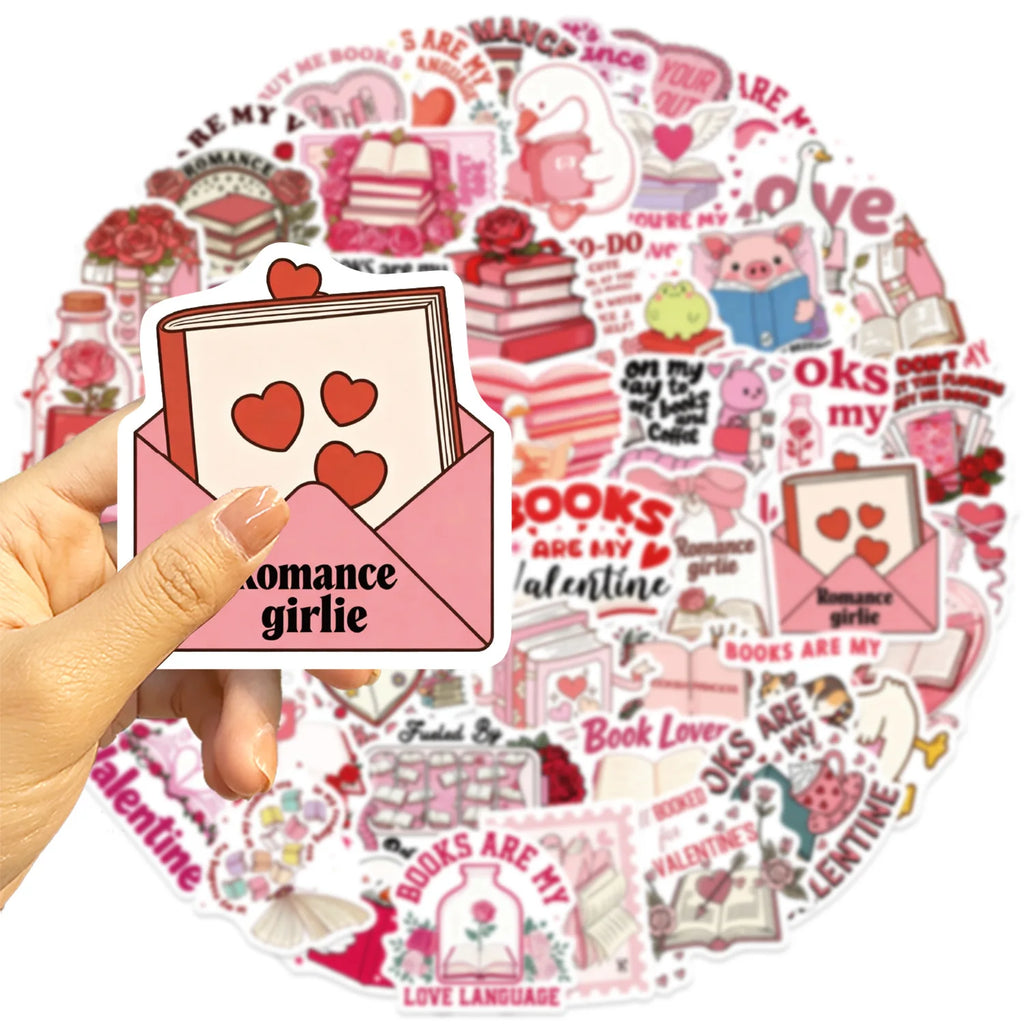 50/100PCS Valentine's Day Bookish Stickers Creative Stickers Decorative Luggage Stationery Phone Cases