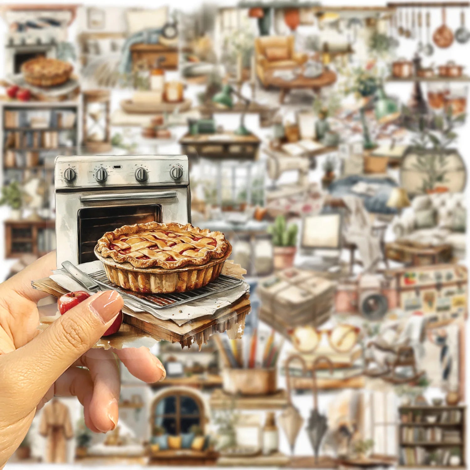 50/100PCS Cartoon Home Art Sticker Pack Waterproof Transparent PET Guitar Notebook Decor