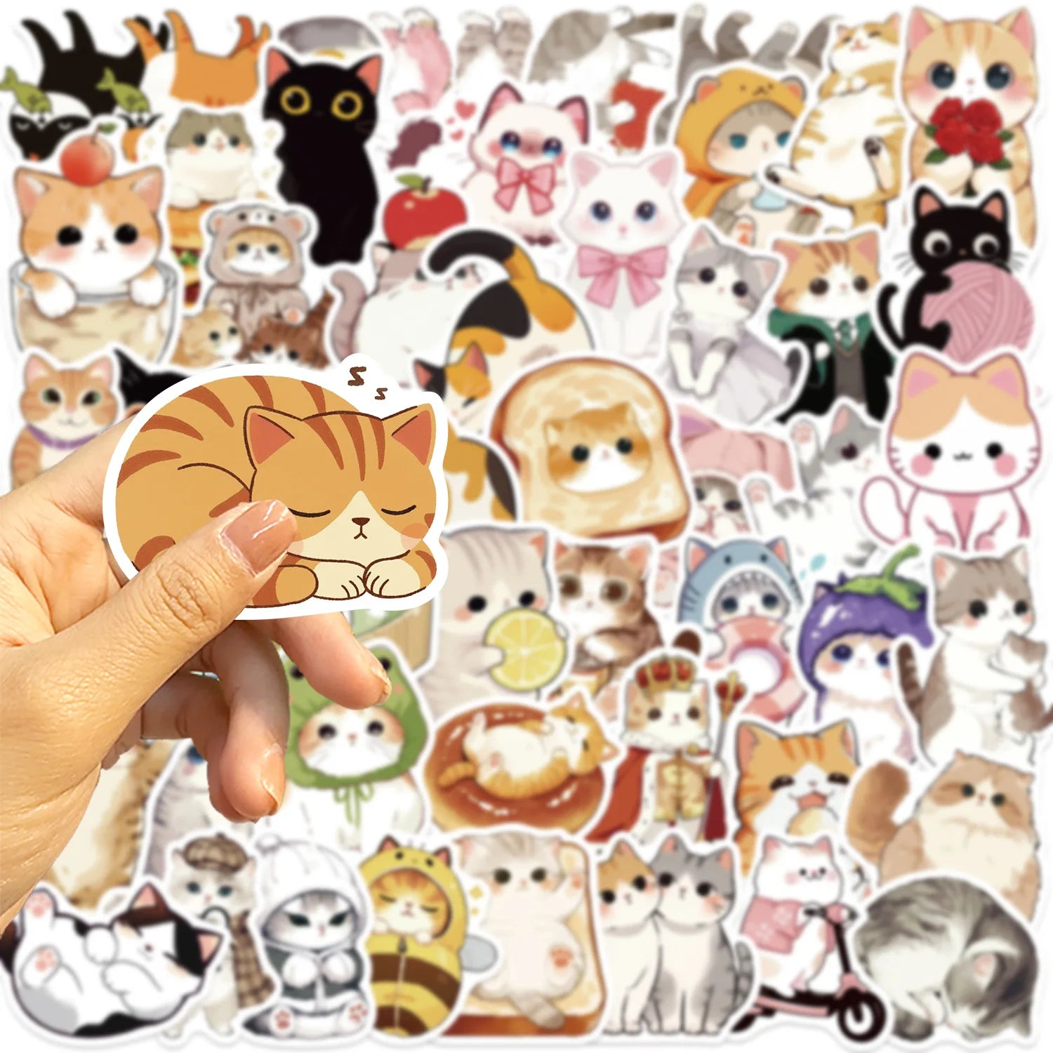 50PCS Cartoon Cute Cat Graffiti Stickers Decorative Luggage Notebook DIY Waterproof Stickers