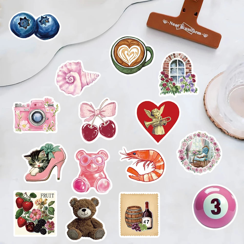 50PCS Aesthetic Pinterest Sticker Decoration Fashion Harajuku Laptop Luggage Creative Wall Bar Decor Streetwear Creative Sticker