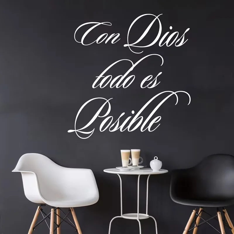 1pc Spanish Quote Wall Sticker, God Bless Everything Is Possible, Self-Adhesive Wall Stickers, Bedroom Entryway Living Room Porc