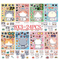 16/24PCS Cute Cat Face Changing Stationery Notebook Reward Stickers DIY Puzzle Make a Face Cartoon Stickers
