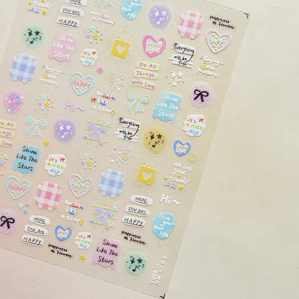 Creative Cat Expression Decoration Nails Stickers 3D White Halo Dyeing Cat Face Adhesive Nail Charms Stickers DIY Manicure Decal