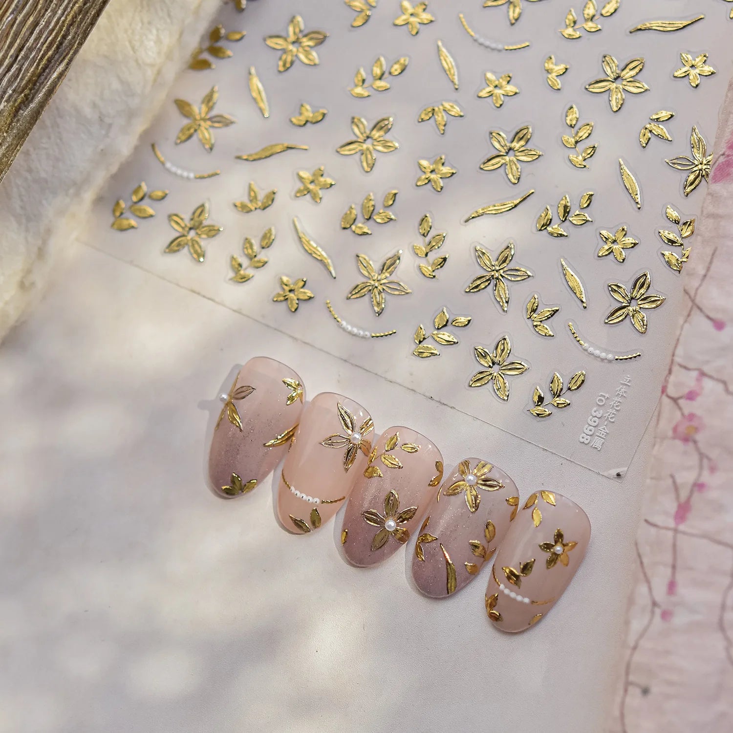 Luxury Metal Hand Painting Nail  Stickers Gold Silver Flowers Nail 3D Decorations Sticker DIY Adhesive Manicure Accessory Decals