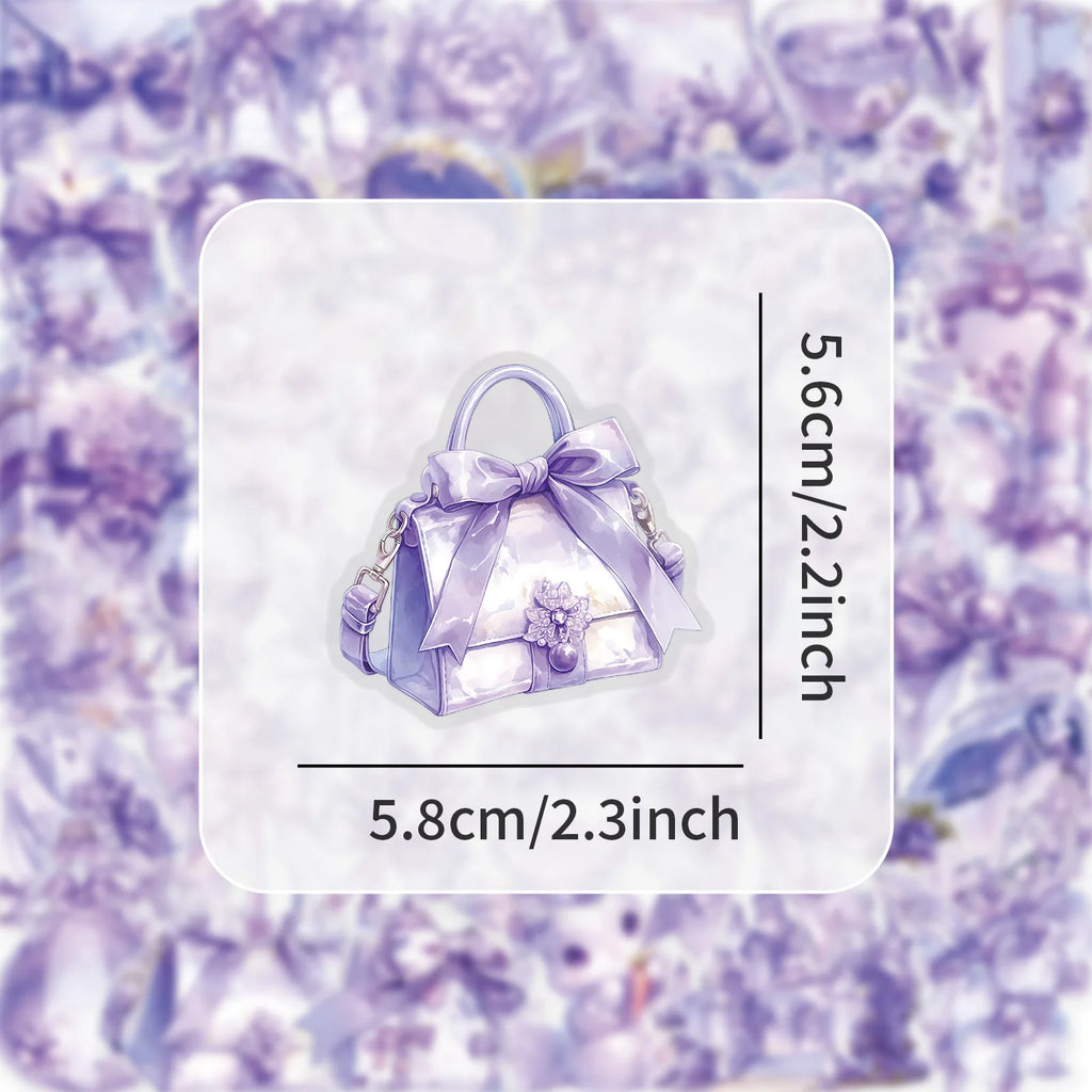 50Pcs Purple Dream PET Stickers Girl's Heart Decoration Notebook Water Bottles Desktop Stationery Notebook Stickers