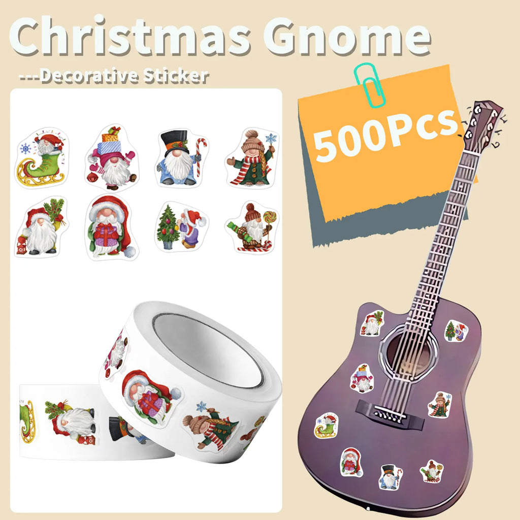 500Pcs Irregular Cartoon Christmas Gnomes Stickers 2.5cm/1'' DlY Craft Decoration Festival Scrapbooking Labels Gift Sealing
