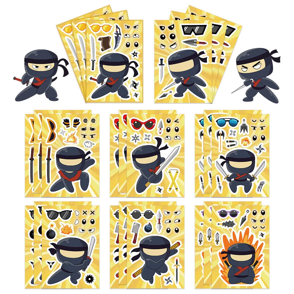 8PCS Ninja Collage Graffiti Fun Puzzle Stickers DIY Phone Case Laptop Water Cup Motorcycle Toy Stickers