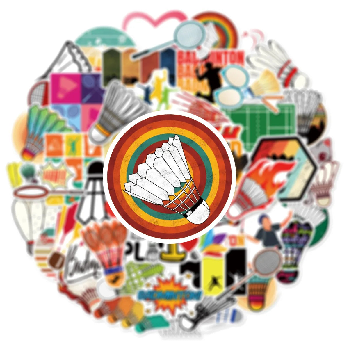50PCS Sports Badminton Graffiti Stickers Helmet Luggage Phone Notebook Water Cup Waterproof Notebook Stationary Stickers