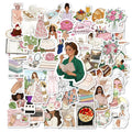 56PCS Elegant Women's Life Stickers Waterproof DIY Decals for Office Supplies Stationery Laptops Suitcases Fridge Notebook Decor