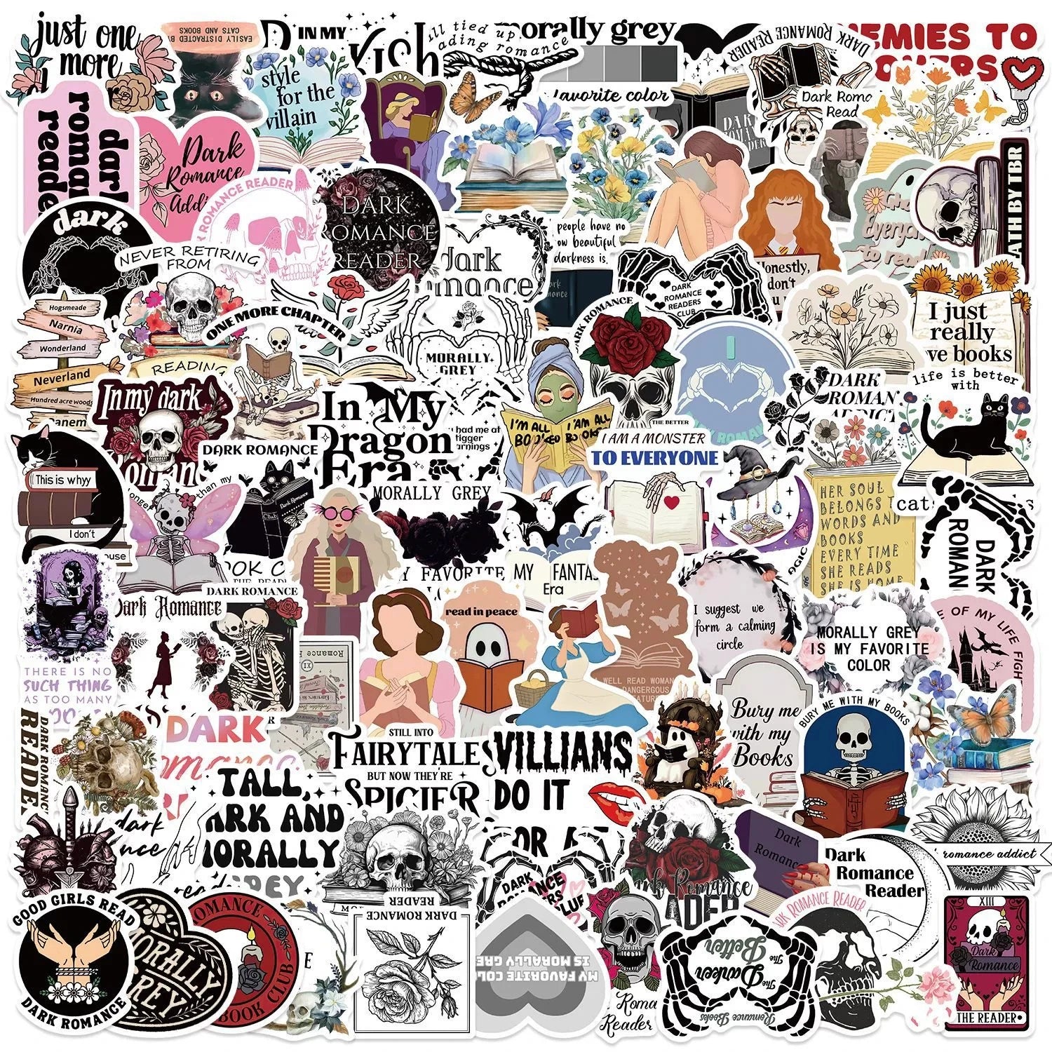 50/100PCS Dark Reading Book Graffiti Stickers Decor Tablets Phone Water Bottle PVC Waterproof Stationery Children Reward Sticker