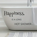 Black Western Theme Bathroom Wall Decal - "Happiness is a Long Hot Shower" Self-Adhesive Home Decor Sticker for Bathtub and Show