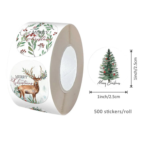 1000pcs 1inch Christmas Stickers for Envelope Round Merry Christmas Stickers 8 Designs Christmas Gift Decor Stickers