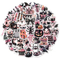 50PCS Cute Black Pink Halloween Fun Graffiti Stickers DIY Handmade Tags Book Roll Notebook Tablet Toy Stickers